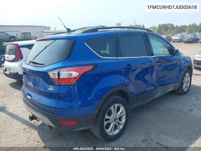 2018 Ford Escape Sel VIN: 1FMCU9HD7JUD03618 Lot: 40253925