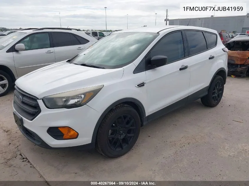 2018 Ford Escape S VIN: 1FMCU0F7XJUB41959 Lot: 40267564