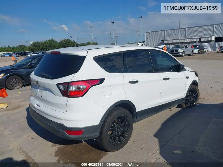 2018 Ford Escape S VIN: 1FMCU0F7XJUB41959 Lot: 40267564