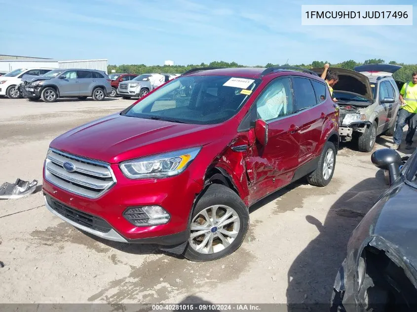 2018 Ford Escape Sel VIN: 1FMCU9HD1JUD17496 Lot: 40281015