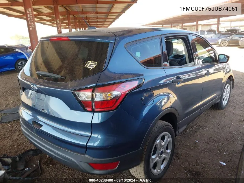 2018 Ford Escape S VIN: 1FMCU0F75JUB74061 Lot: 40288400