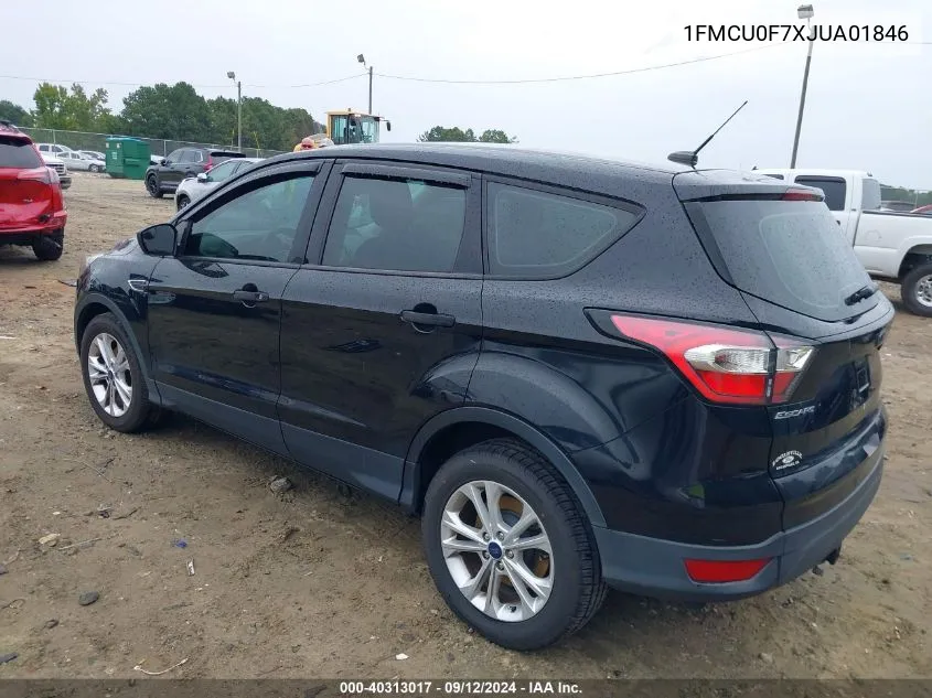 2018 Ford Escape S VIN: 1FMCU0F7XJUA01846 Lot: 40313017