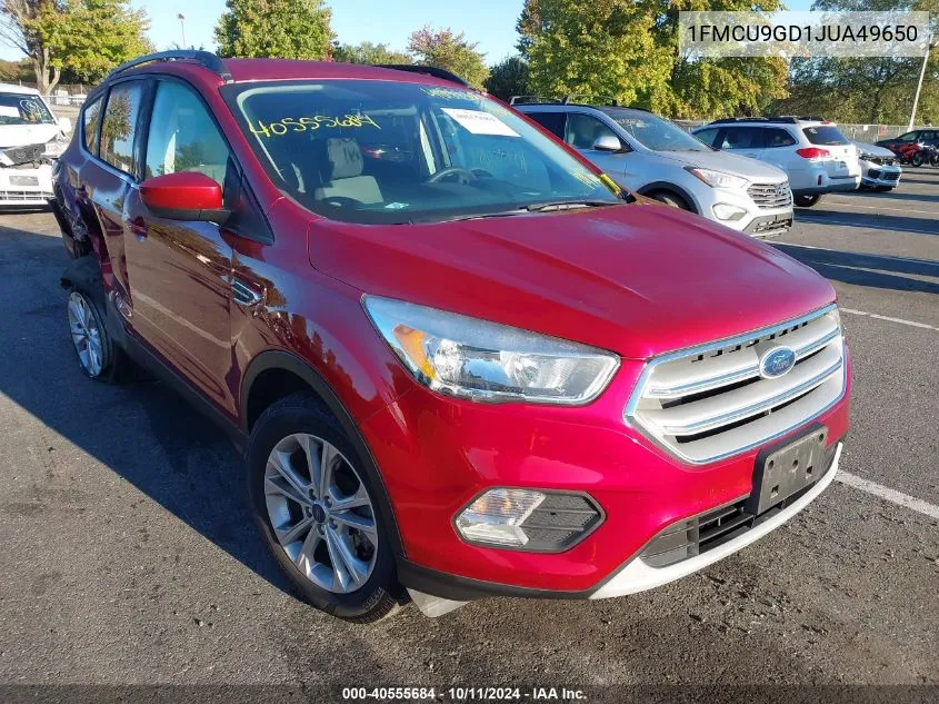 2018 Ford Escape Se VIN: 1FMCU9GD1JUA49650 Lot: 40555684