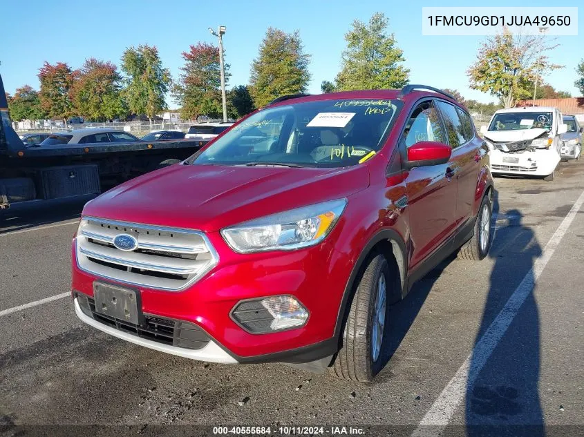 2018 Ford Escape Se VIN: 1FMCU9GD1JUA49650 Lot: 40555684