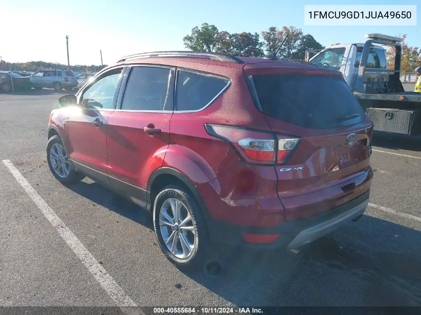 2018 Ford Escape Se VIN: 1FMCU9GD1JUA49650 Lot: 40555684