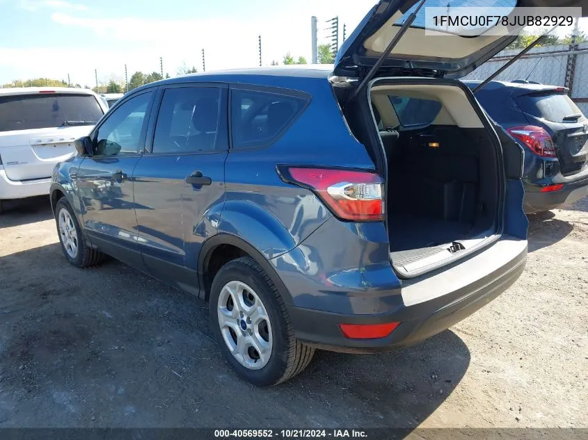 2018 Ford Escape S VIN: 1FMCU0F78JUB82929 Lot: 40569552