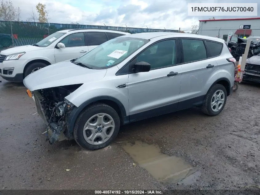 2018 Ford Escape S VIN: 1FMCU0F76JUC70040 Lot: 40574192