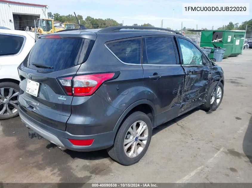 2018 Ford Escape Se VIN: 1FMCU0GD0JUB22020 Lot: 40590538