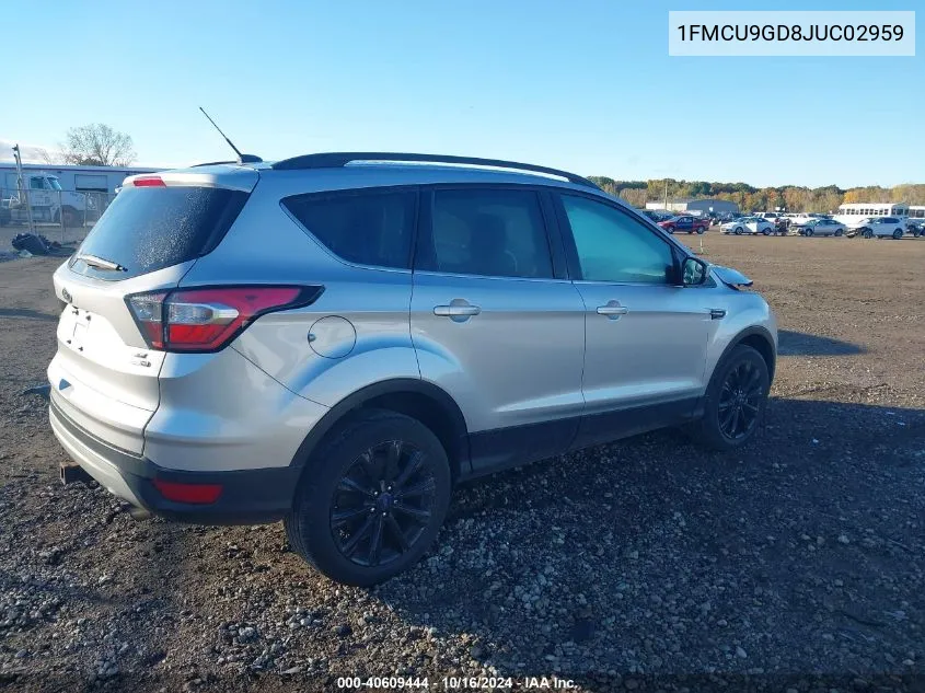 2018 Ford Escape Se VIN: 1FMCU9GD8JUC02959 Lot: 40609444