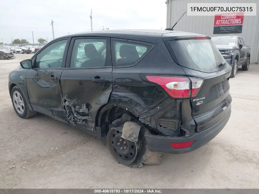 2018 Ford Escape S VIN: 1FMCU0F70JUC75315 Lot: 40615793