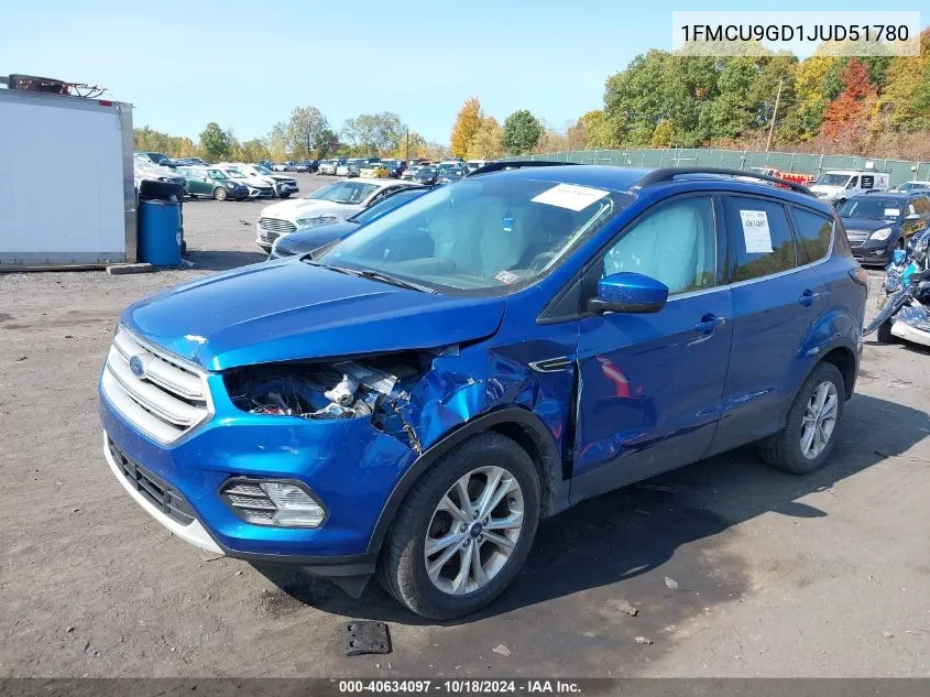 2018 Ford Escape Se VIN: 1FMCU9GD1JUD51780 Lot: 40634097