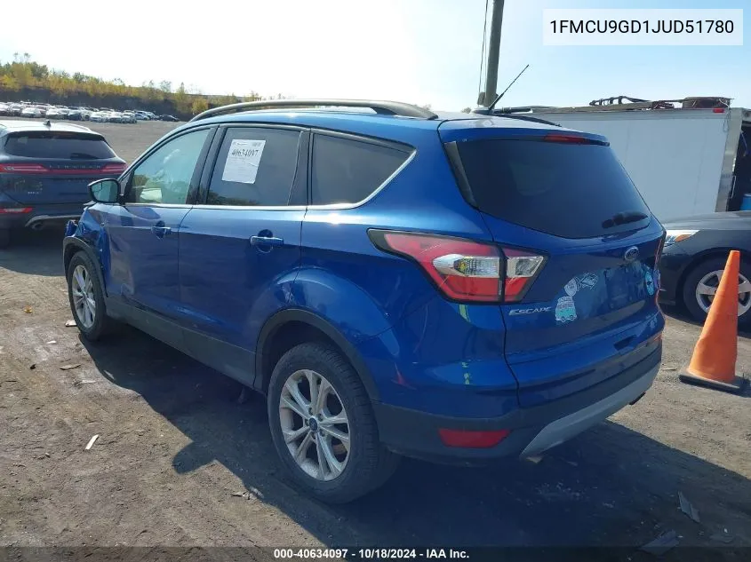 2018 Ford Escape Se VIN: 1FMCU9GD1JUD51780 Lot: 40634097