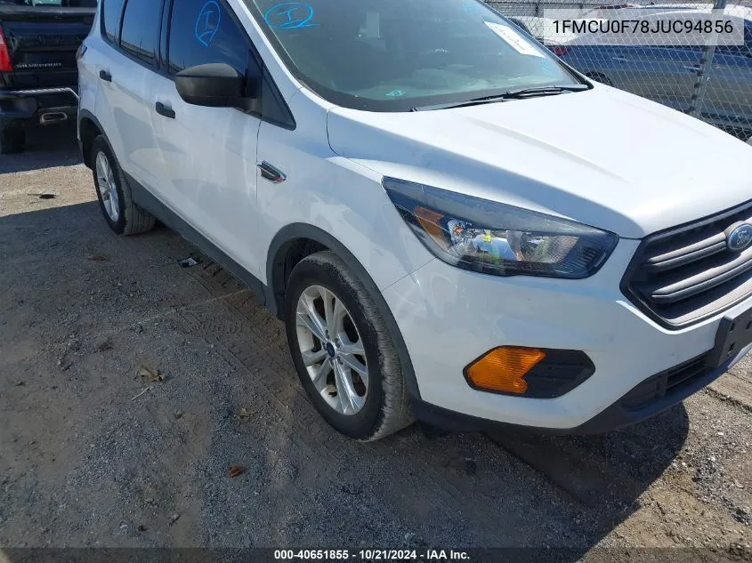 2018 Ford Escape S VIN: 1FMCU0F78JUC94856 Lot: 40651855