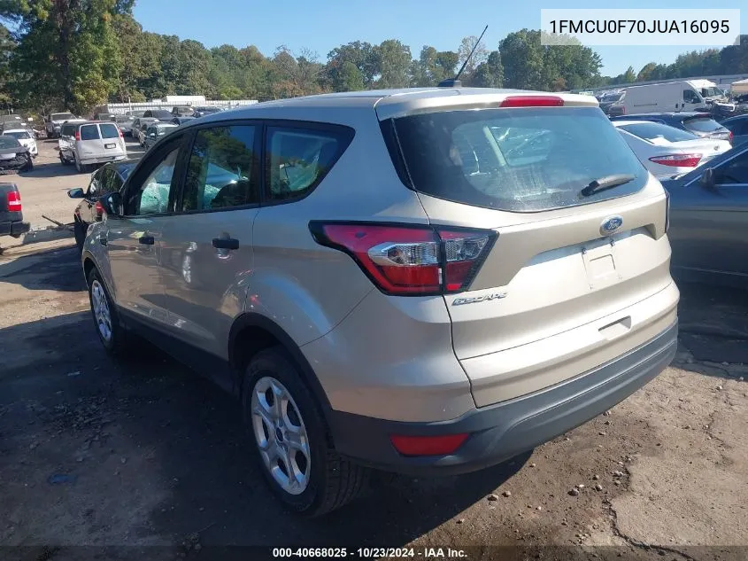 2018 Ford Escape S VIN: 1FMCU0F70JUA16095 Lot: 40668025