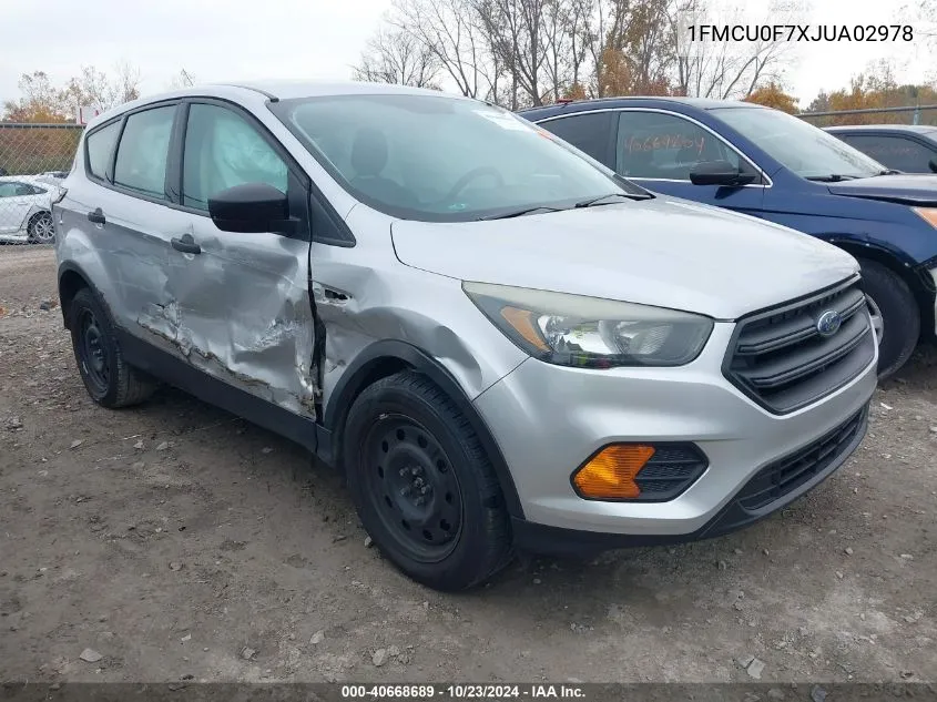 2018 Ford Escape S VIN: 1FMCU0F7XJUA02978 Lot: 40668689