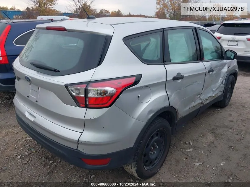 2018 Ford Escape S VIN: 1FMCU0F7XJUA02978 Lot: 40668689