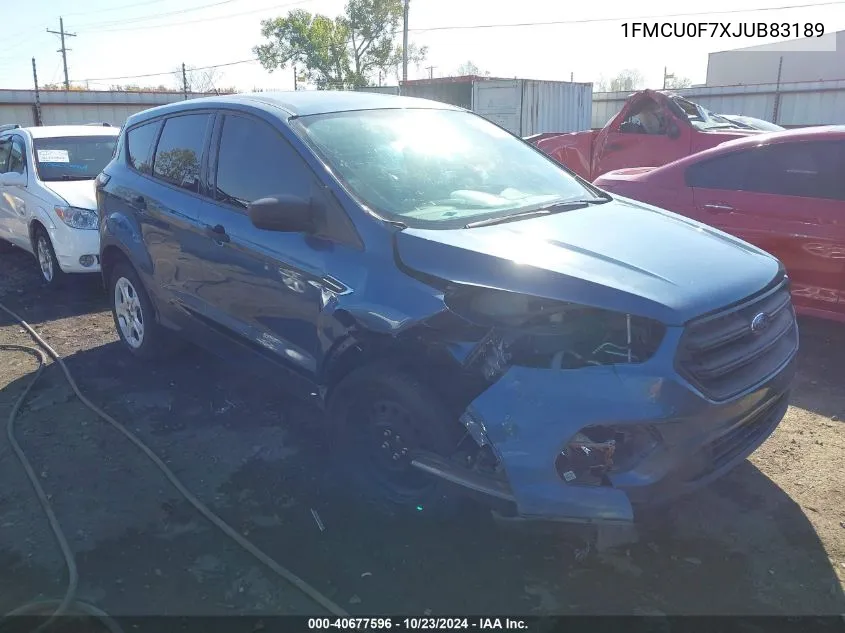 2018 Ford Escape S VIN: 1FMCU0F7XJUB83189 Lot: 40677596