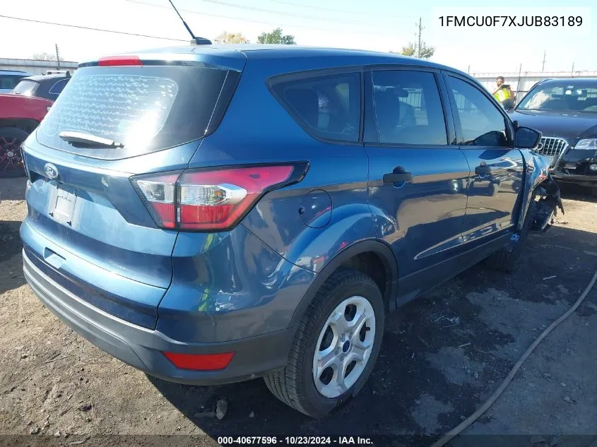 2018 Ford Escape S VIN: 1FMCU0F7XJUB83189 Lot: 40677596