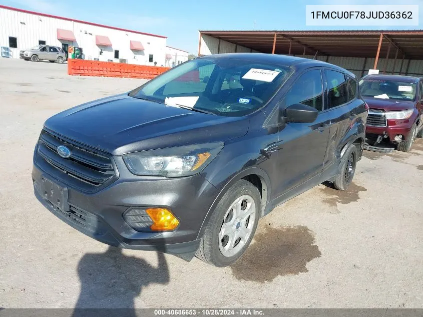 2018 Ford Escape S VIN: 1FMCU0F78JUD36362 Lot: 40686653