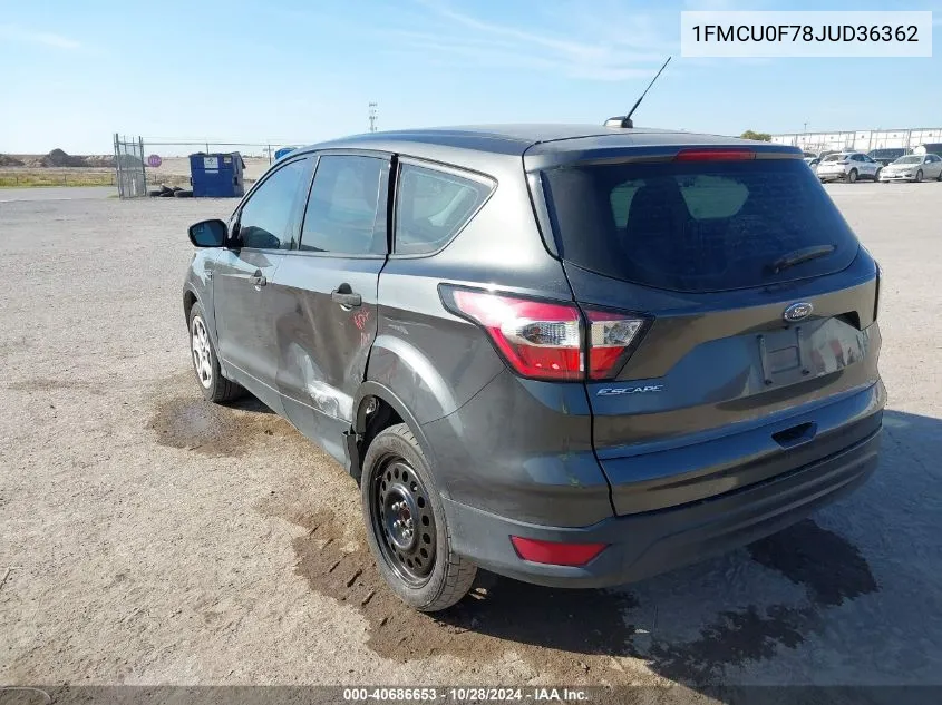 2018 Ford Escape S VIN: 1FMCU0F78JUD36362 Lot: 40686653