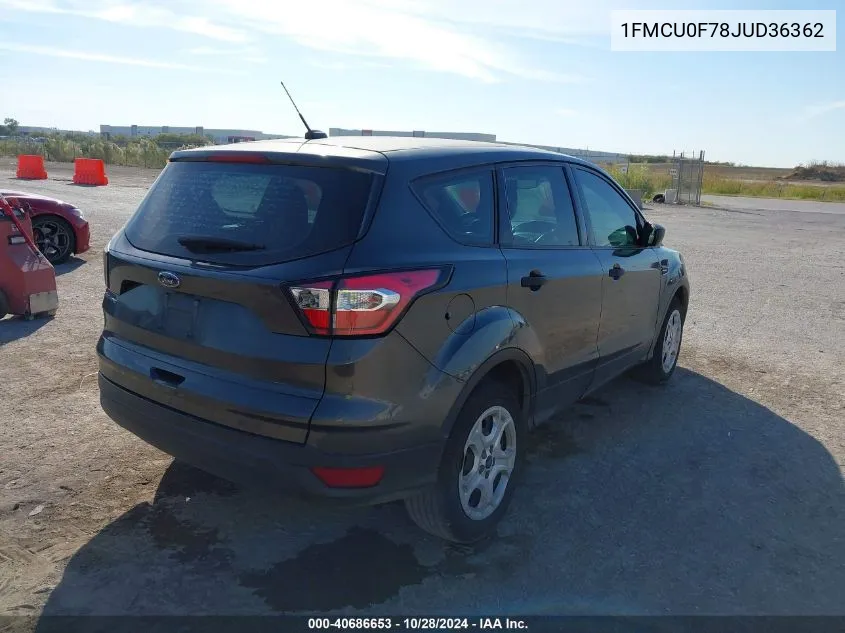 2018 Ford Escape S VIN: 1FMCU0F78JUD36362 Lot: 40686653