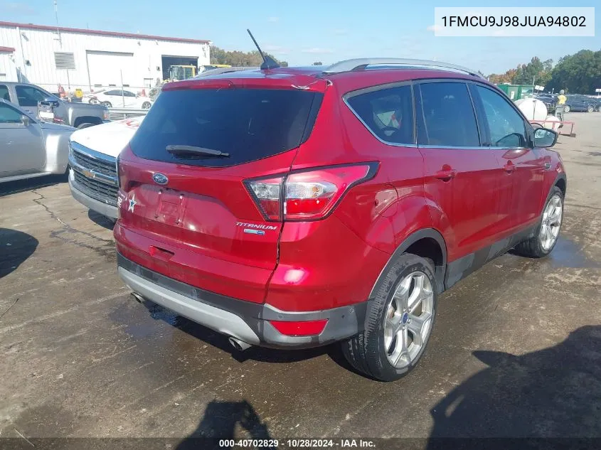 2018 Ford Escape Titanium VIN: 1FMCU9J98JUA94802 Lot: 40702829