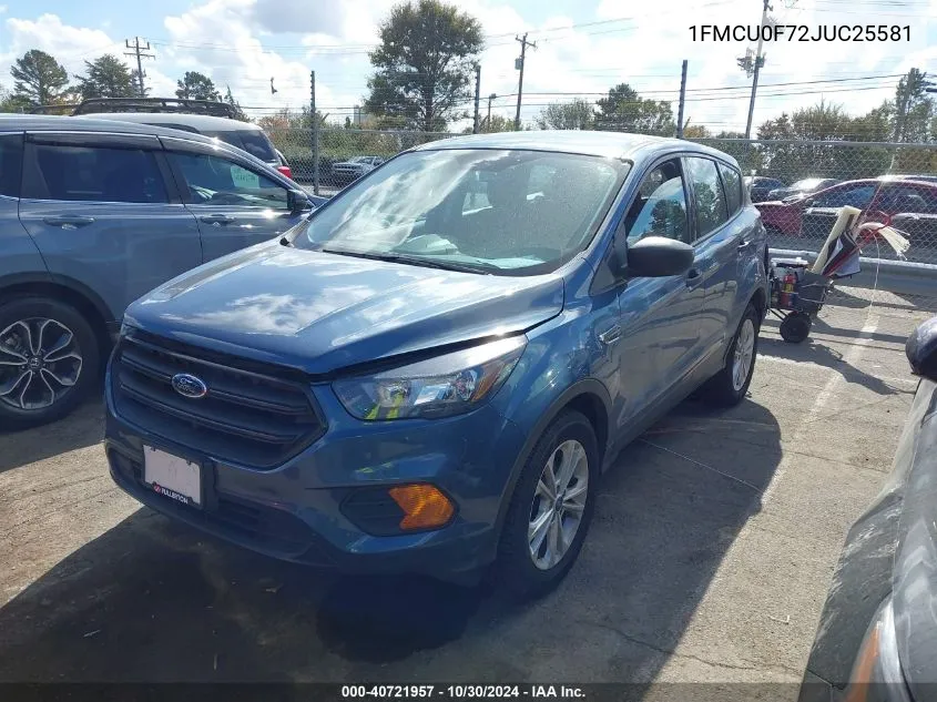 2018 Ford Escape S VIN: 1FMCU0F72JUC25581 Lot: 40721957