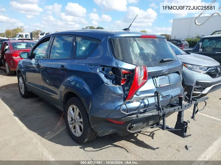 2018 Ford Escape S VIN: 1FMCU0F72JUC25581 Lot: 40721957