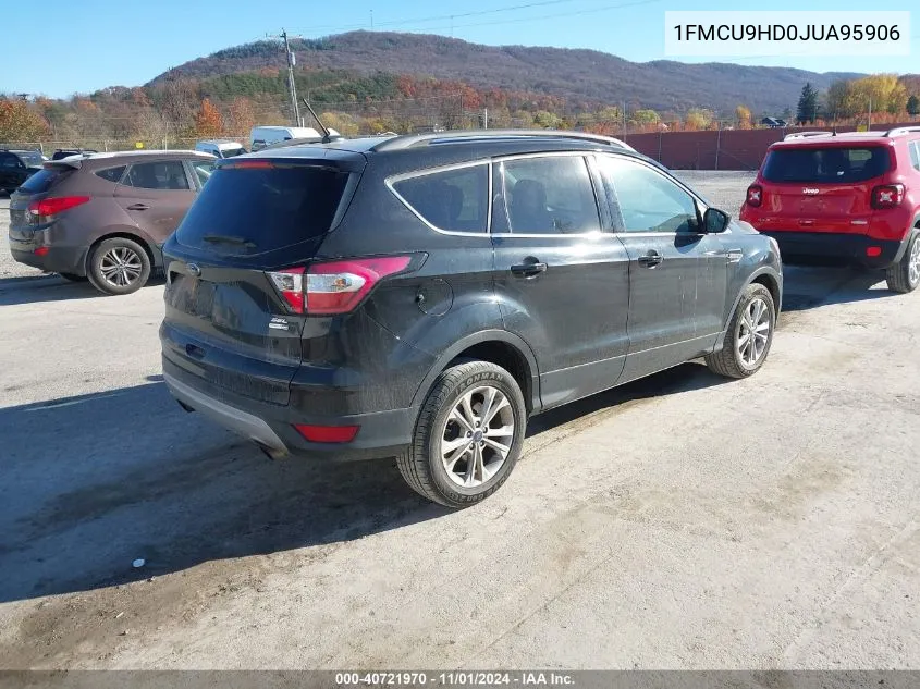 2018 Ford Escape Sel VIN: 1FMCU9HD0JUA95906 Lot: 40721970