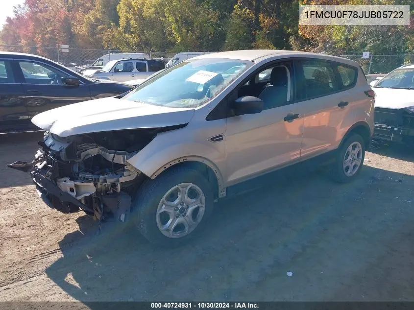 2018 Ford Escape S VIN: 1FMCU0F78JUB05722 Lot: 40724931