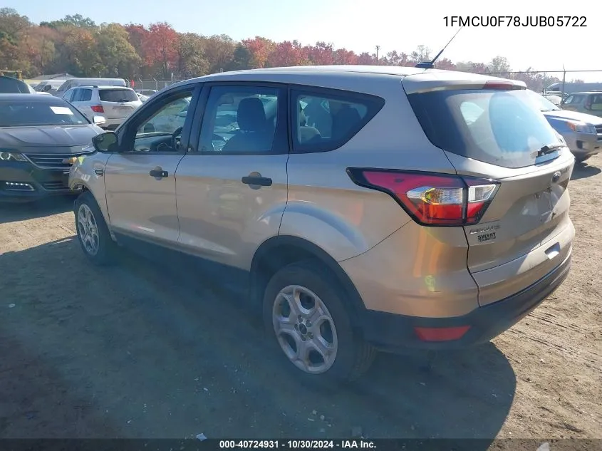 2018 Ford Escape S VIN: 1FMCU0F78JUB05722 Lot: 40724931