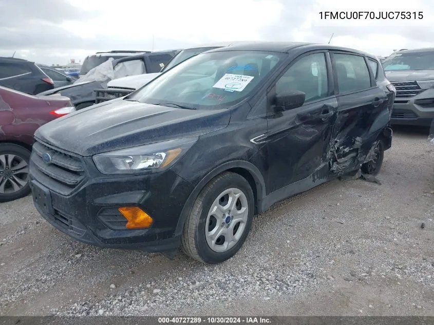 2018 Ford Escape S VIN: 1FMCU0F70JUC75315 Lot: 40727289