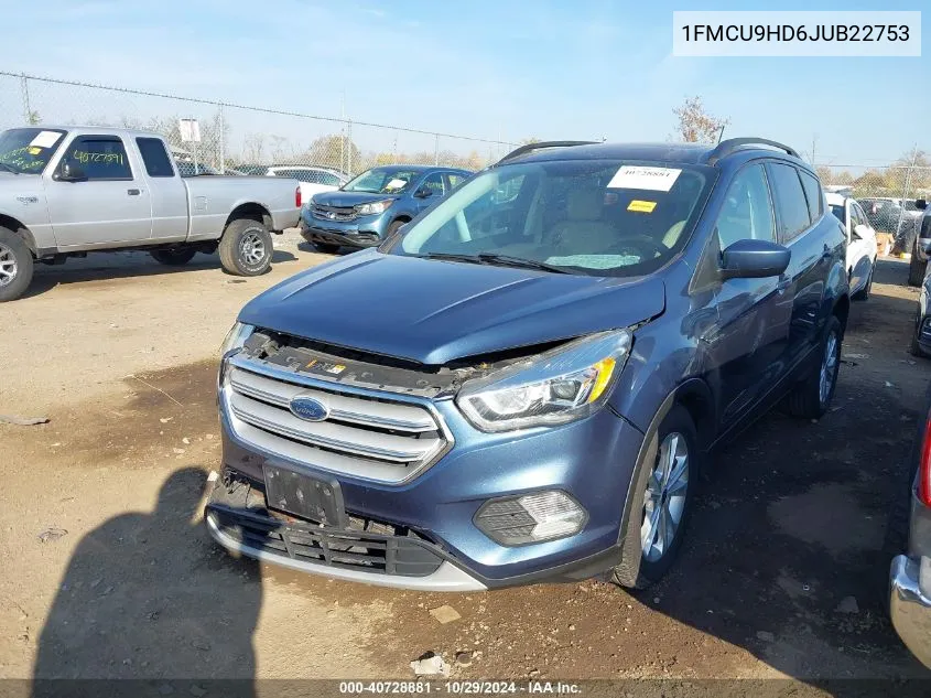 2018 Ford Escape Sel VIN: 1FMCU9HD6JUB22753 Lot: 40728881