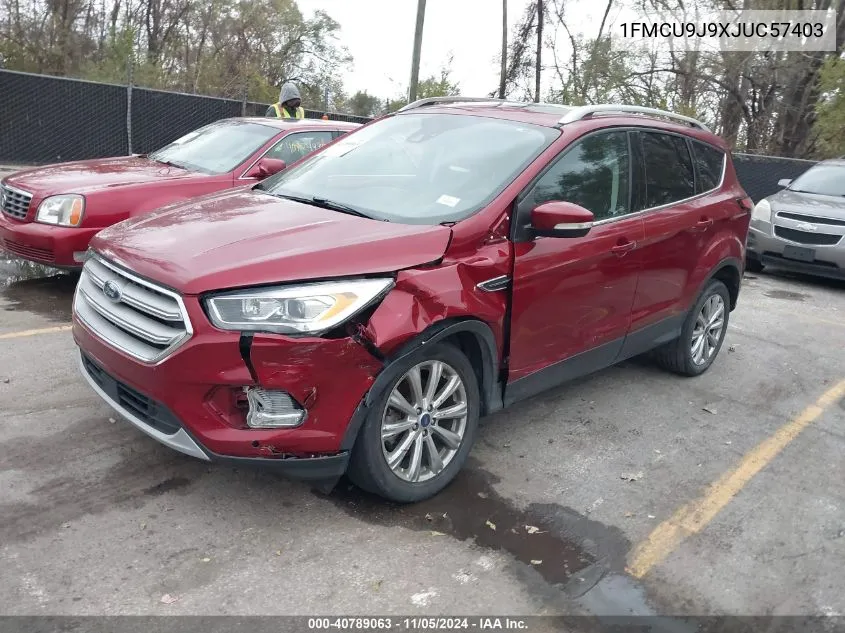 2018 Ford Escape Titanium VIN: 1FMCU9J9XJUC57403 Lot: 40789063