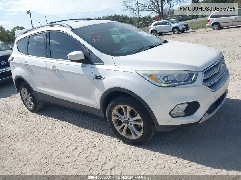 2018 Ford Escape Sel VIN: 1FMCU9HD3JUB36786 Lot: 40838881