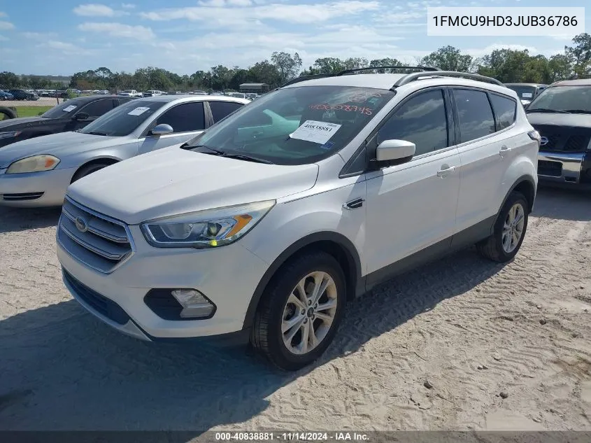 2018 Ford Escape Sel VIN: 1FMCU9HD3JUB36786 Lot: 40838881