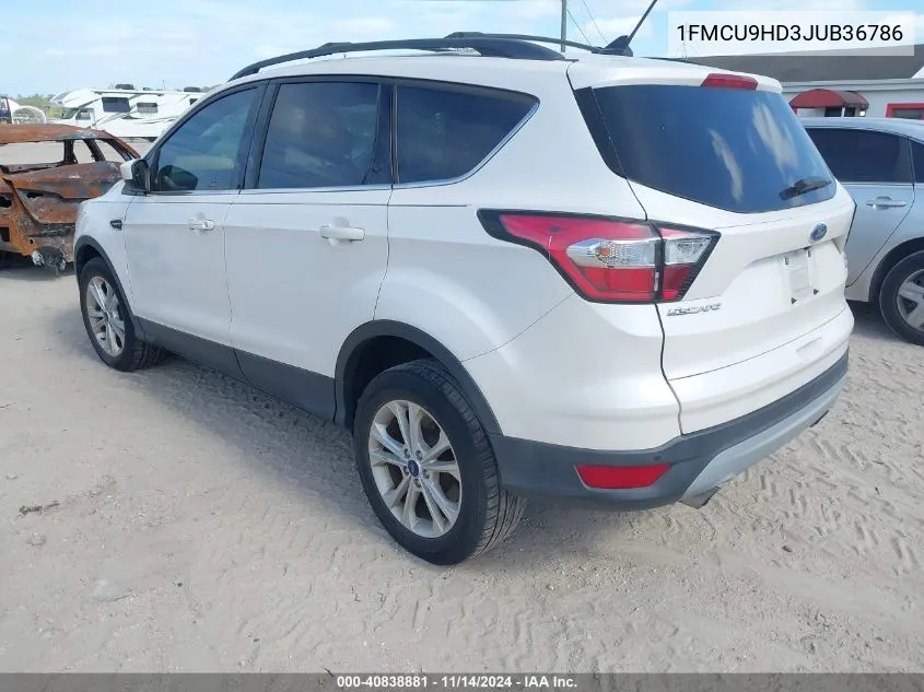 2018 Ford Escape Sel VIN: 1FMCU9HD3JUB36786 Lot: 40838881