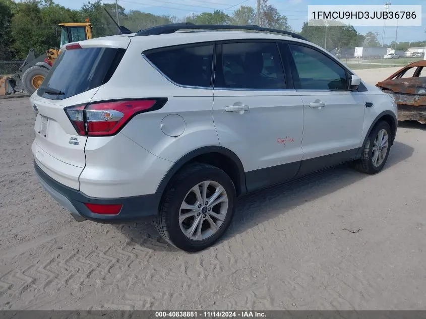 2018 Ford Escape Sel VIN: 1FMCU9HD3JUB36786 Lot: 40838881