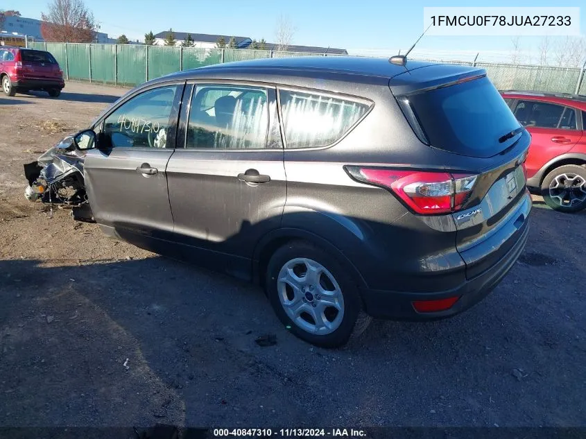 2018 Ford Escape S VIN: 1FMCU0F78JUA27233 Lot: 40847310