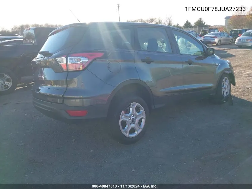 2018 Ford Escape S VIN: 1FMCU0F78JUA27233 Lot: 40847310