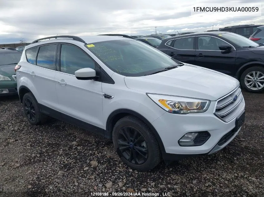 2019 Ford Escape Sel VIN: 1FMCU9HD3KUA00059 Lot: 12108195