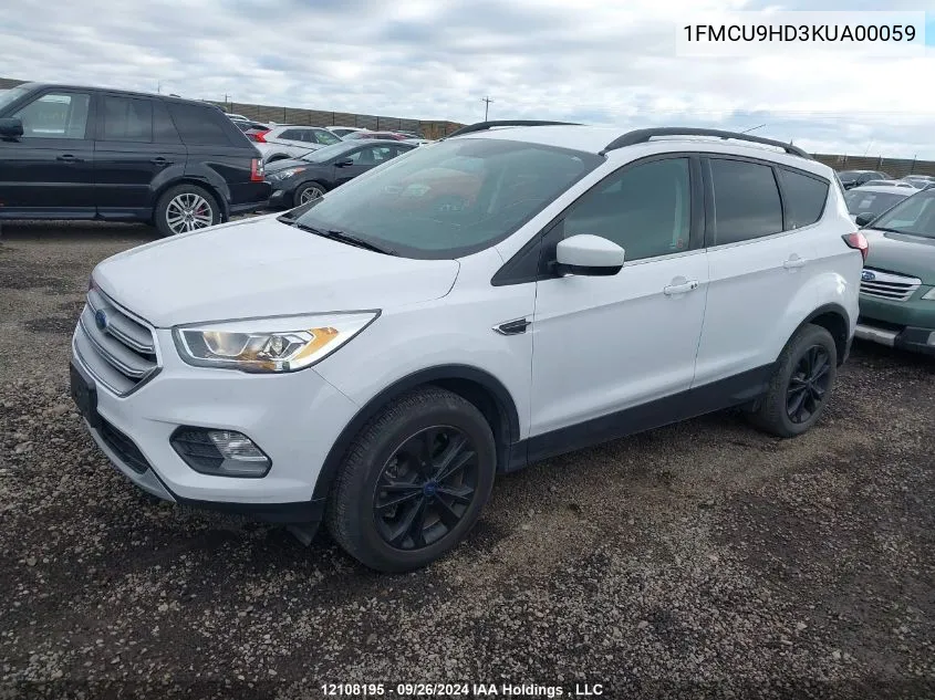 2019 Ford Escape Sel VIN: 1FMCU9HD3KUA00059 Lot: 12108195