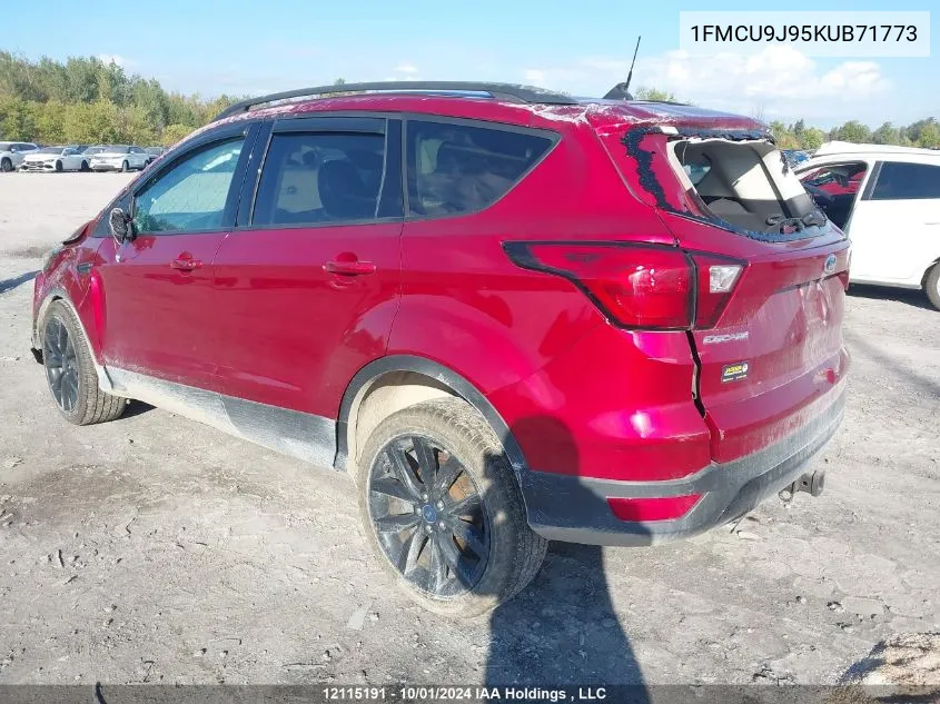 2019 Ford Escape Titanium VIN: 1FMCU9J95KUB71773 Lot: 12115191