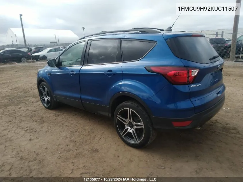 2019 Ford Escape Sel VIN: 1FMCU9H92KUC11507 Lot: 12135077