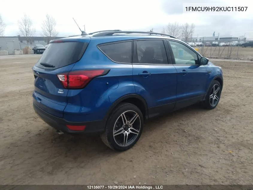 2019 Ford Escape Sel VIN: 1FMCU9H92KUC11507 Lot: 12135077