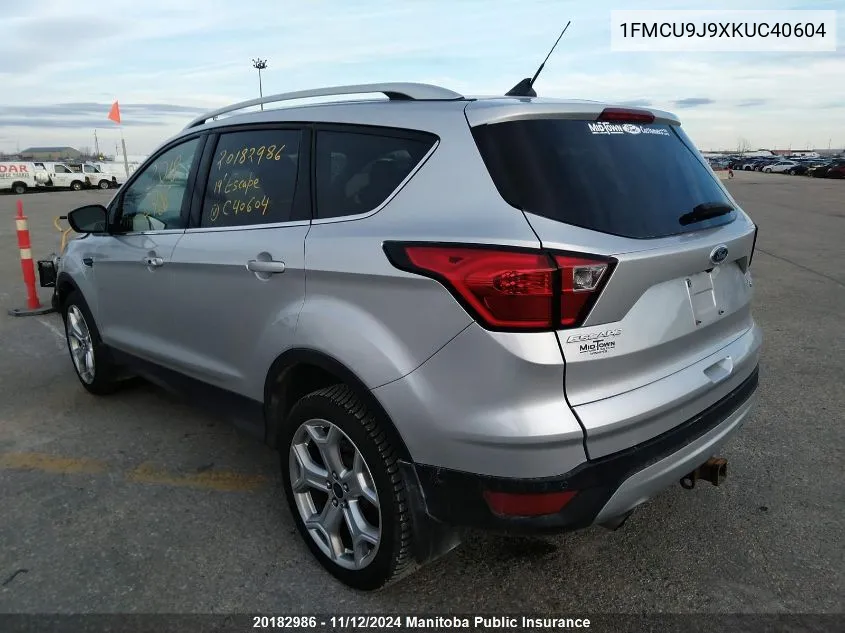 2019 Ford Escape Titanium VIN: 1FMCU9J9XKUC40604 Lot: 20182986