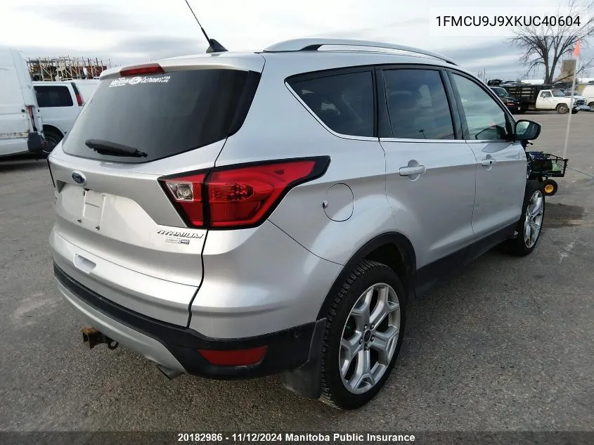 2019 Ford Escape Titanium VIN: 1FMCU9J9XKUC40604 Lot: 20182986