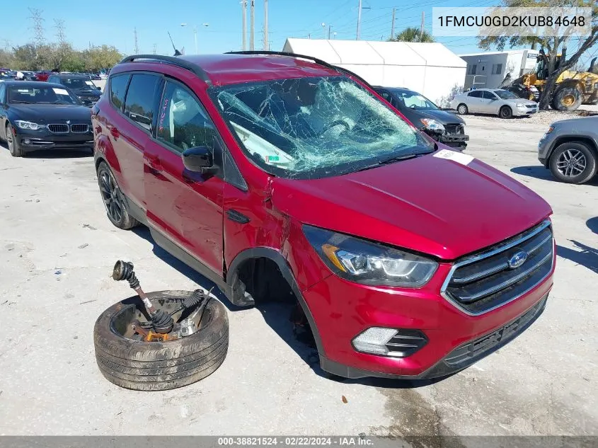 2019 Ford Escape Se VIN: 1FMCU0GD2KUB84648 Lot: 38821524