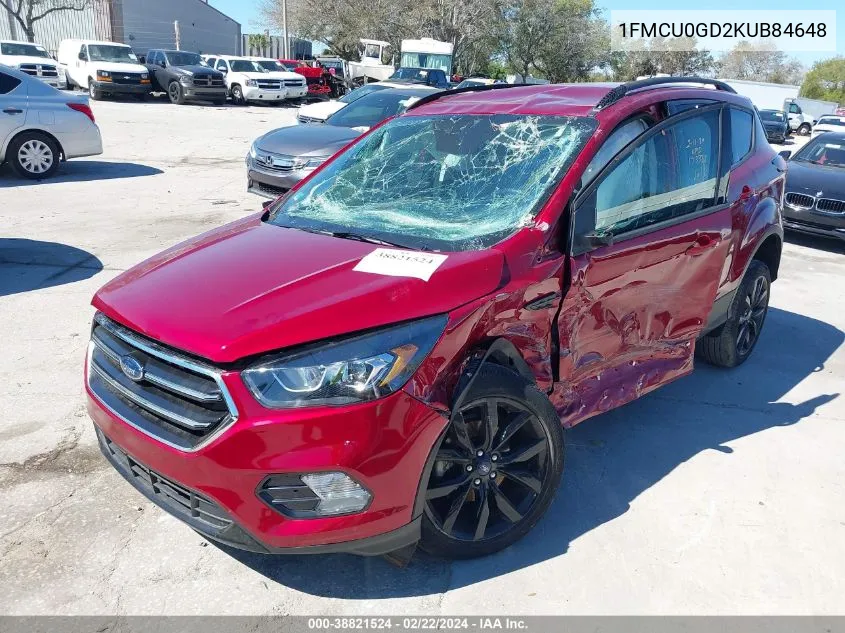 2019 Ford Escape Se VIN: 1FMCU0GD2KUB84648 Lot: 38821524