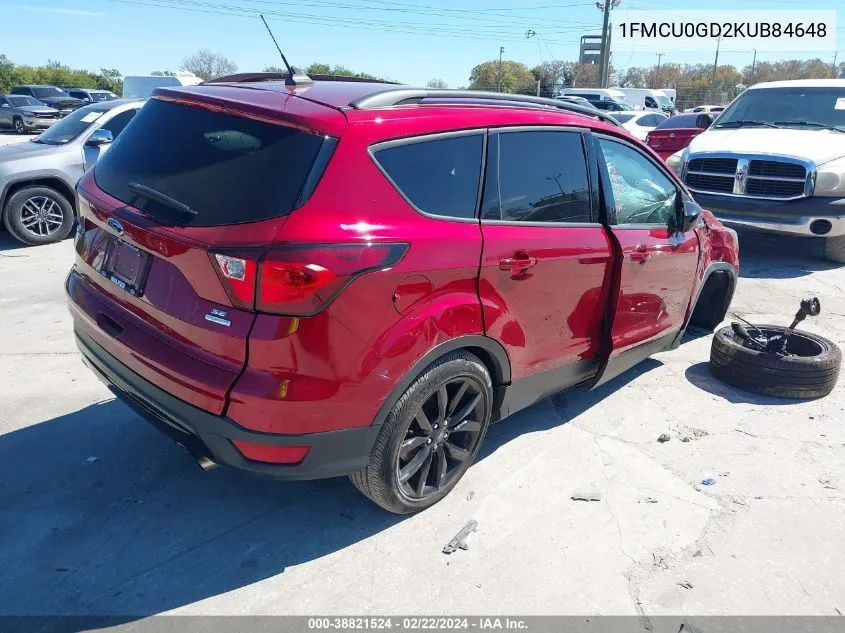 2019 Ford Escape Se VIN: 1FMCU0GD2KUB84648 Lot: 38821524